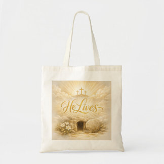 He Lives Easter Tote - Christian Easter Gift 2026 Tygkasse