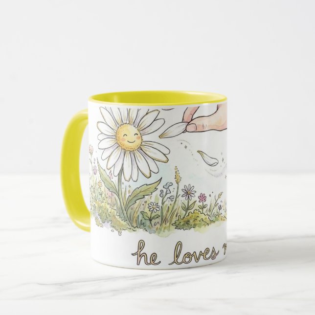 He Loves me - Daisy Love me not Whimsical Combo Mugg (Framsida vänster)
