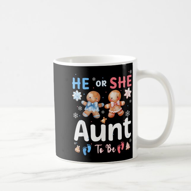 He Or She Aunt To Be Christmas Gingerbread Gender  Kaffemugg (Höger)