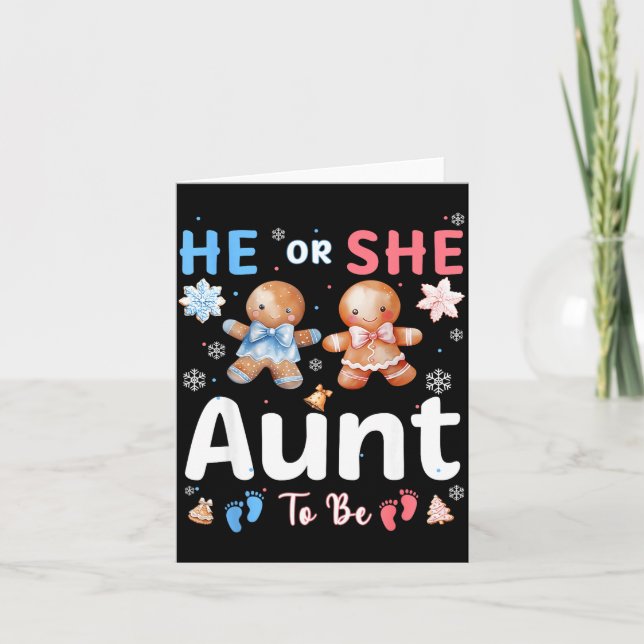 He Or She Aunt To Be Christmas Gingerbread Gender  Kort (Framsida)