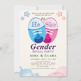 He or She Gender Reveal Invitation Inbjudningar