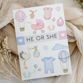 He or She Gender Reveal Party - He or She Shower  Inbjudningar
