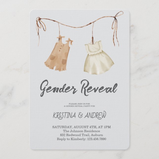 He or She Gender Reveal Party Inbjudningar (Framsida)