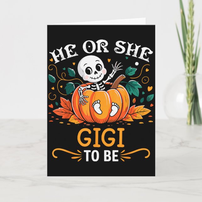 He Or She Gigi To Be Halloween Skeleton Baby Revea Kort (Framsida)