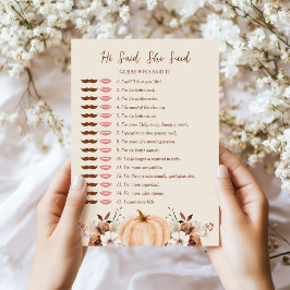 He Said She Said Fall Bridal Shower Game Card Inbjudningar