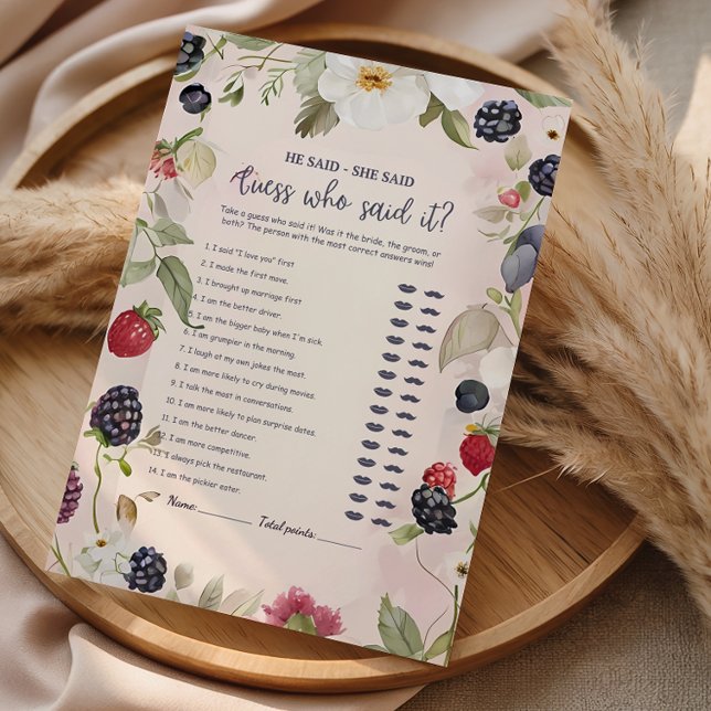 He Said She Said Floral Bridal Shower Game (Skapare uppladdad)