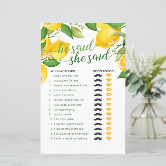 He Said She Said - Lek - Citron (Stående Fram)