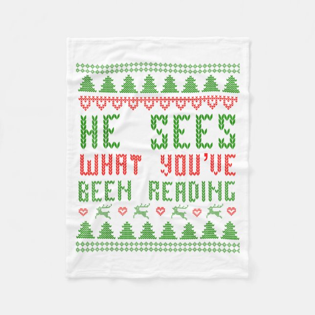 He Sees What You've Been Reading Christmas Book Wo Fleecefilt (Framsidan)
