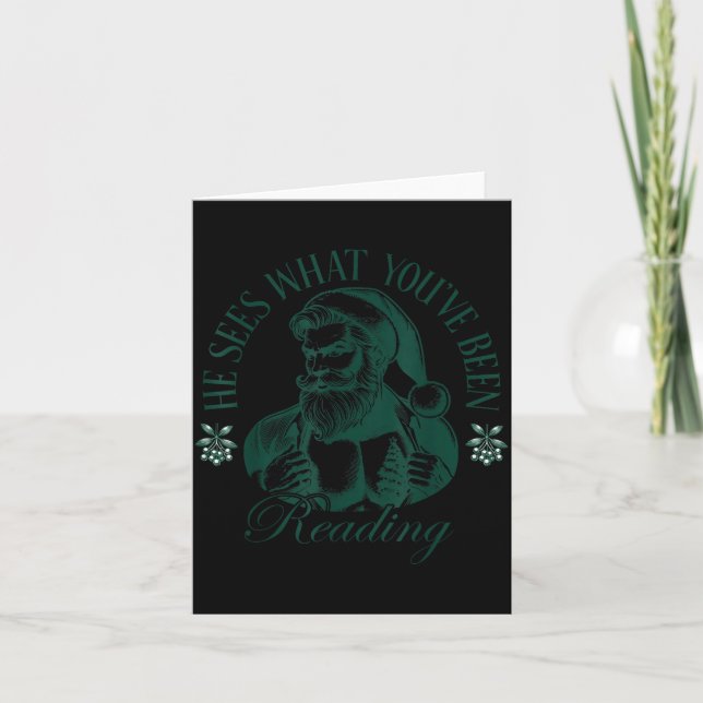 He Sees What You've Been Reading Funny Bookish Chr Kort (Framsida)