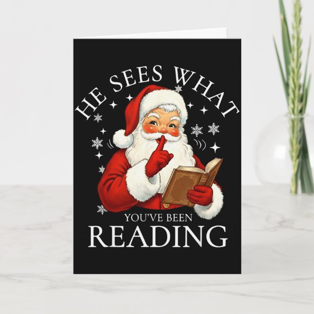 He Sees What You've Been Reading Funny Bookish Chr Kort (Framsida)