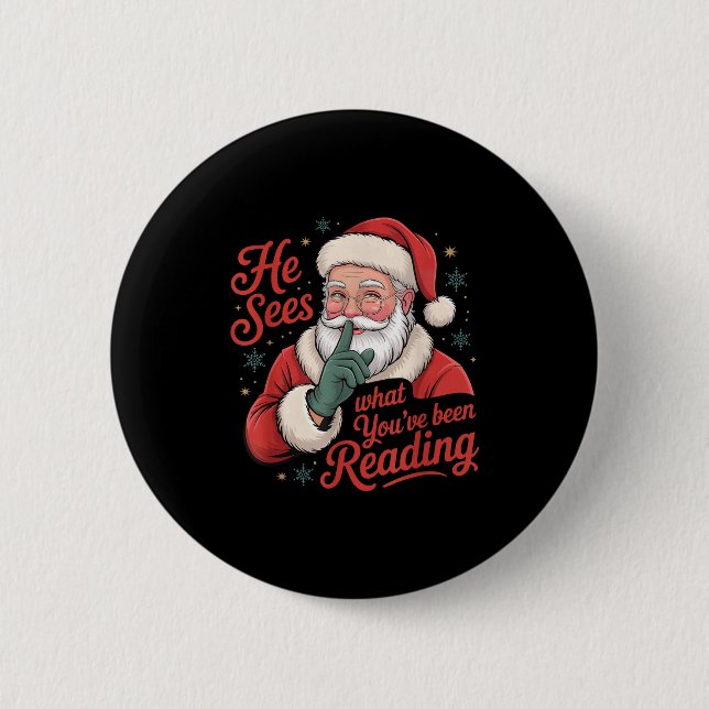 He Sees What You've Been Reading, Retro Santa Chri Knapp (Framsida)