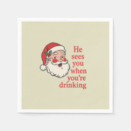  “He Sees You When You’re Drinking” CocktailNapkin Pappersservett