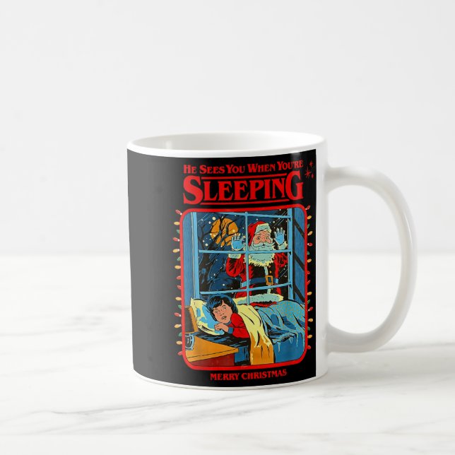He Sees You When You're Sleeng Merry Christmas  Kaffemugg (Höger)