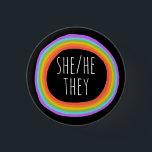 HE/SHE/THEY Pronouns Colorful Rainbow Circle Black Knapp<br><div class="desc">Anpassa med den här coolan. Gör en underbar gåva! Du kan anpassa den och även lägga till text. Kolla min butik för mycket mer färg och mönster! Säg till om du vill ha nåt anpassningsbar också.</div>
