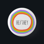 HE/THEY Pronouns Colorful Rainbow Circle Knapp<br><div class="desc">Anpassa med den här coolan. Gör en underbar gåva! Du kan anpassa den och även lägga till text. Kolla min butik för mycket mer färg och mönster! Säg till om du vill ha nåt anpassningsbar också.</div>