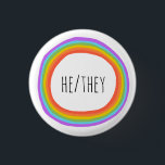 HE/THEY Pronouns Colorful Rainbow Circle Knapp<br><div class="desc">Anpassa med den här coolan. Gör en underbar gåva! Du kan anpassa den och även lägga till text. Kolla min butik för mycket mer färg och mönster! Säg till om du vill ha nåt anpassningsbar också.</div>