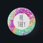 HE/THEY Pronouns Colorful Rainbow Swirls ANPASSNIN Knapp<br><div class="desc">Anpassa med den här coolan. Gör en underbar gåva! Du kan anpassa den och även lägga till text. Kolla min butik för mycket mer färg och mönster! Säg till om du vill ha nåt anpassningsbar också.</div>