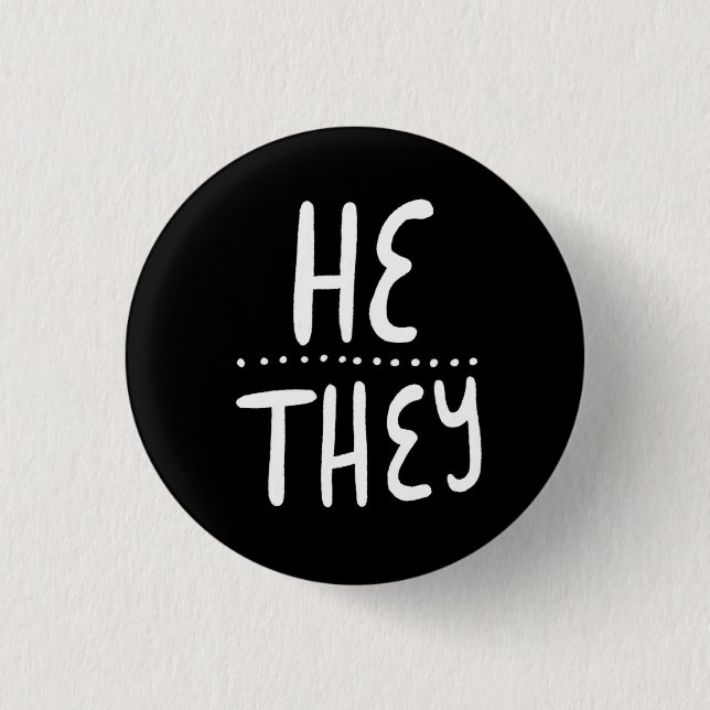 HE/THEY Pronouns-Pridet hanterade minimala Knapp (Framsida)