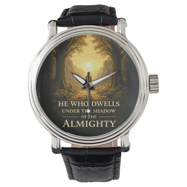 He Who Dwells Psalm 91 Christian Art Armbandsur (Framsida)