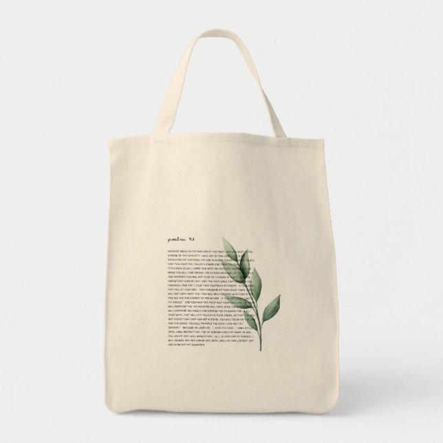 He Will Guard You Psalm 91 Grocery Bag Tygkasse (Framsidan)