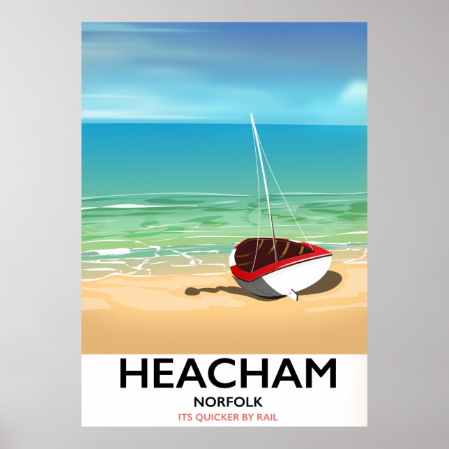 Heacham Norfolk vintage affisch från kustorten (Framsidan)