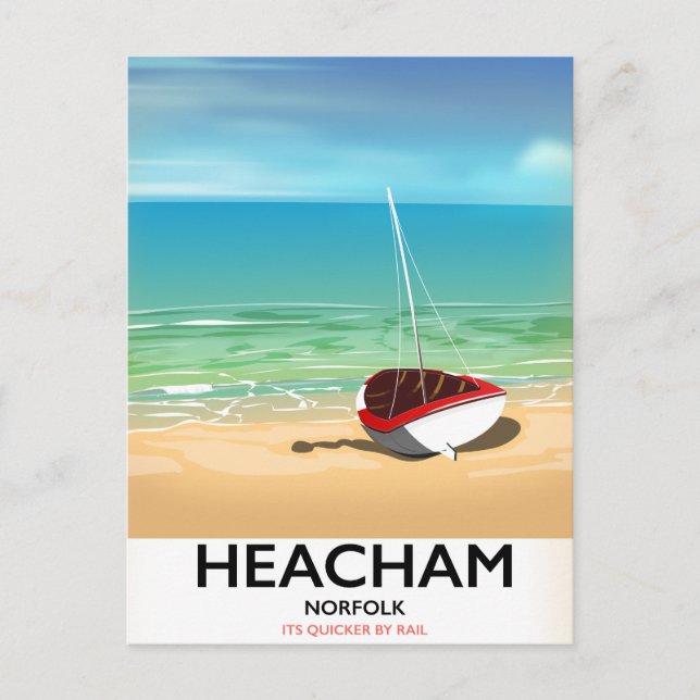 Heacham Norfolk vintage strandaffisch Vykort (Framsida)