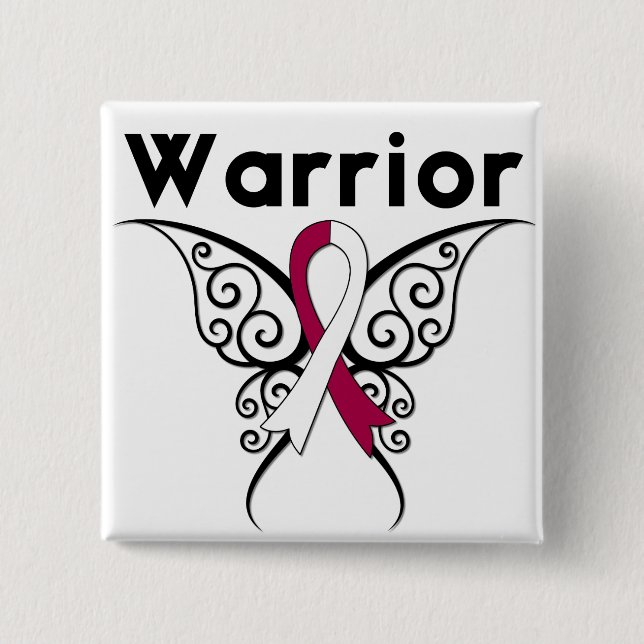Head and Nacke Cancer Warrior Tribal Butterfly Knapp (Framsida)