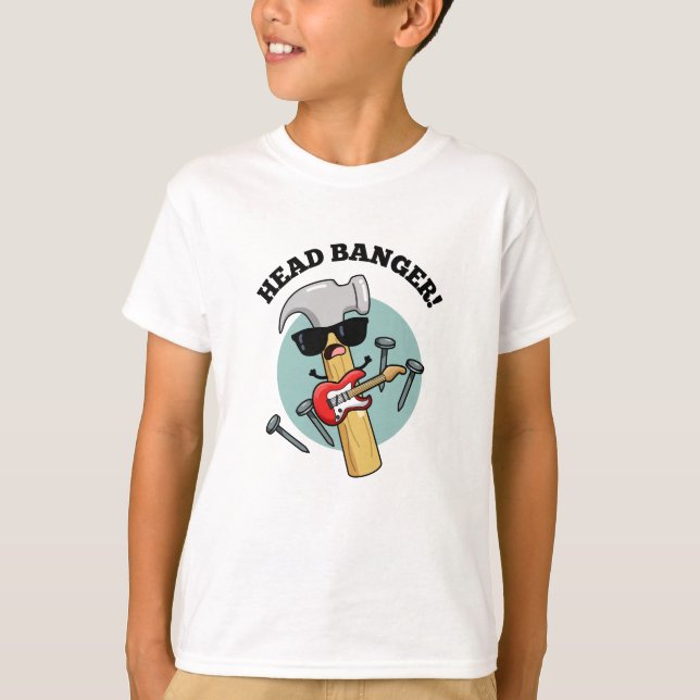 Head Banger Funny Music Puns T Shirt (Framsida)