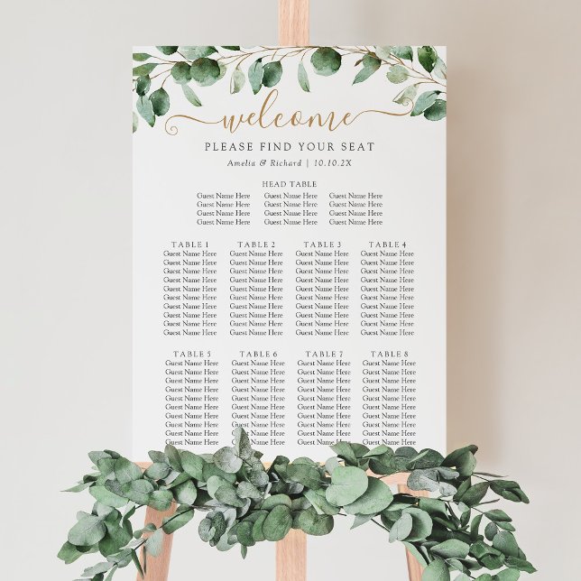 Head Bord Eucalyptus Greenery Bröllop Sittplats Poster (Skapare uppladdad)