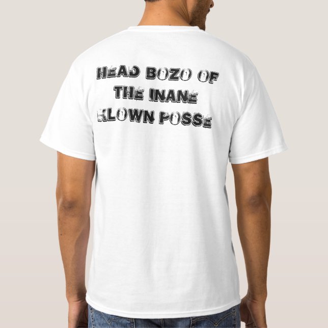 Head Bozo av den meningslösa Klown possen T-shirt (Baksida)