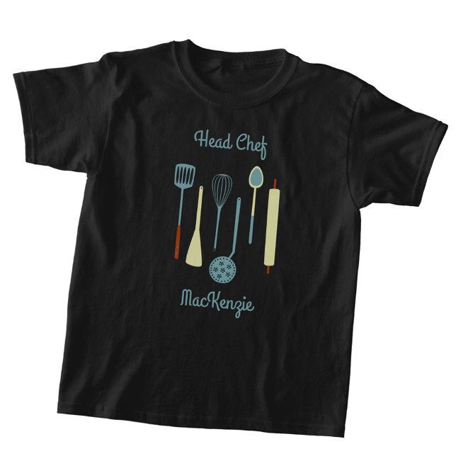 Head Chef Personalized Cooking T Shirt (Fun head chef personalized name kids cooking t-shirt)