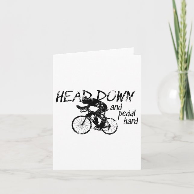 Head Down And Pedal Hard Bike Cycling Motivation T Kort (Framsida)