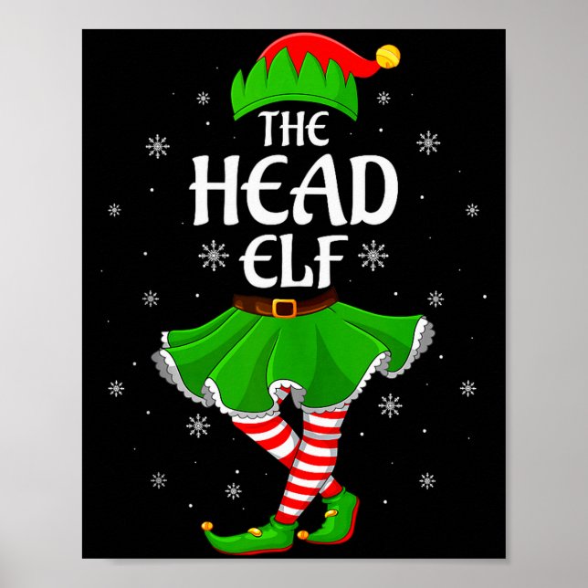 Head Elf Christmas Family Girls Women Elf Squad Xm Poster (Framsidan)