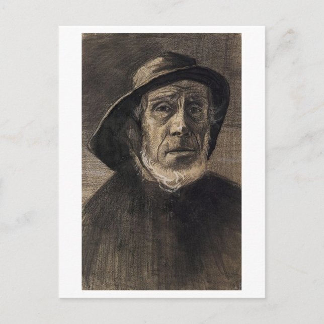 Head Fisherman, Beard Sou'wester, Vincent van Gogh Vykort (Framsida)