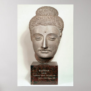 Head från en staty av Buddhaen, från Poster