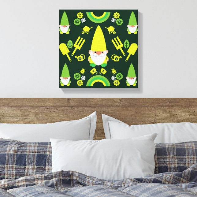 Head Garden Gnome Gardener Canvastryck (Insitu (sovrum))