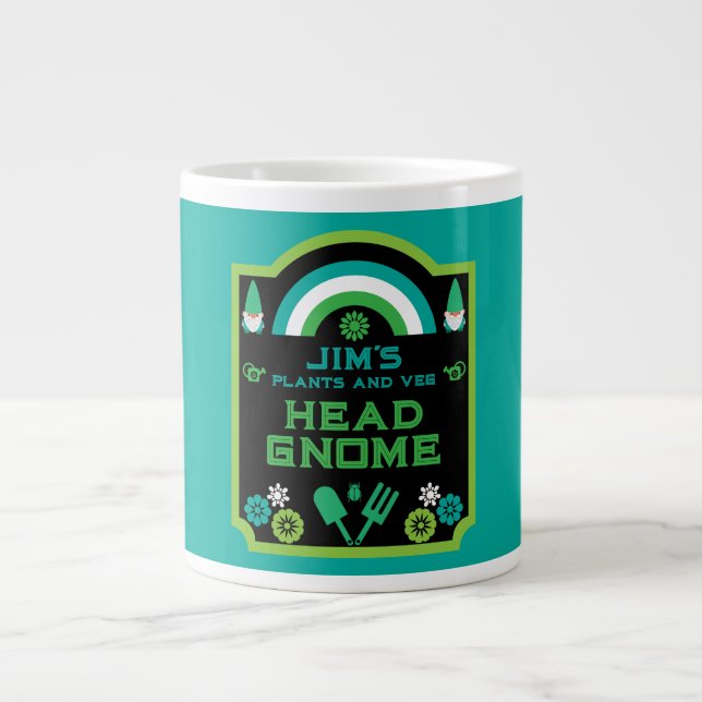 Head Garden Gnome Gardener Jumbo Mugg (Framsidan)