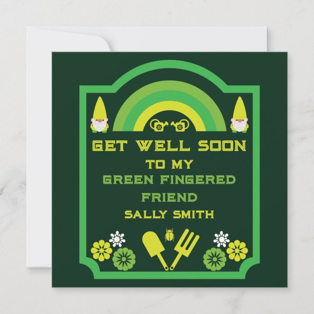 Head Garden Gnome Gardener Kort (Framsida)