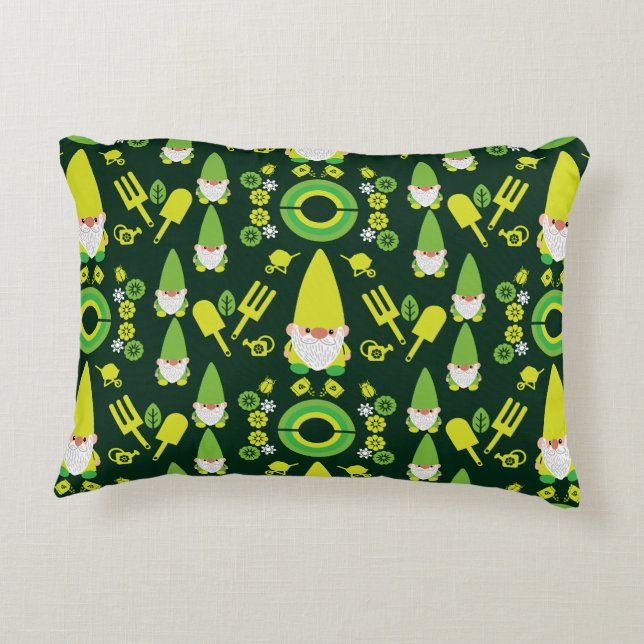 Head Garden Gnome Gardener Prydnadskudde (Baksidan)