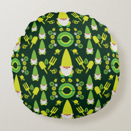 Head Garden Gnome Gardener Rund Kudde