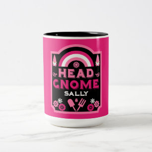 Head Garden Gnome Gardener Två-Tonad Mugg