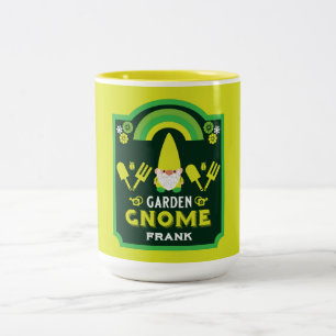 Head Garden Gnome Gardener Två-Tonad Mugg