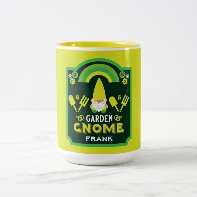 Head Garden Gnome Gardener Två-Tonad Mugg (Center)