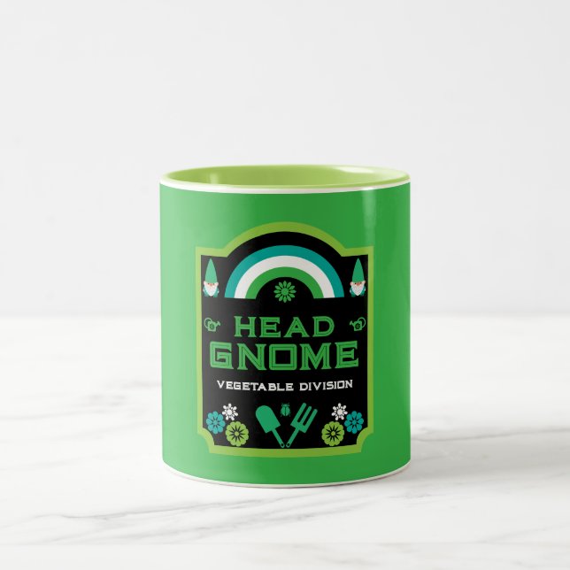 Head Garden Gnome Gardener Två-Tonad Mugg (Center)