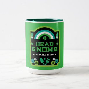 Head Garden Gnome Gardener Två-Tonad Mugg