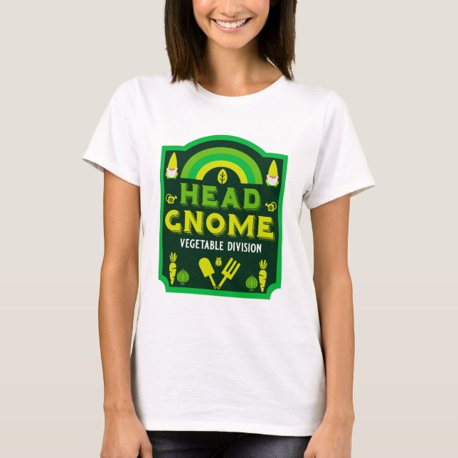 Head Garden Gnome Vegetable Garden T Shirt (Framsida)