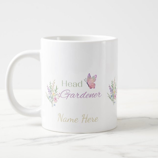 Head Gardener Floral, Mothers Day, Birthday        Jumbo Mugg (Vänster)