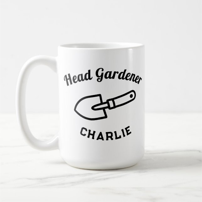 Head Gardener Humor Funny Garden Trowel Custom Kaffemugg (Vänster)