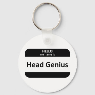 Head Genius Nametag Nyckelring
