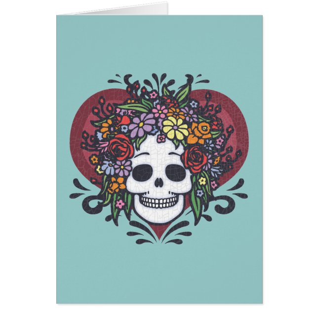 Head hjärta för blomma hälsningskort (Framsidan)